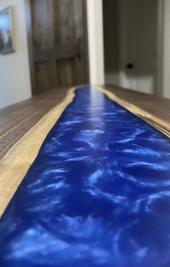 Client reference close-up showing the requested deep blue resin appearance